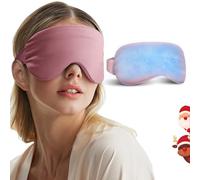 Máscara de ojos refrescante, máscara de ojos fríos para ojeras, hinchazón, dolor de cabeza, migrañas, máscara de ojos de gel con peso, paquete de hielo reutilizable, compresa fría (rosa)