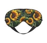 Máscara de ojos reversible con diseño de plantas y girasol, máscara opaca de doble cara, ajustable, suave, para dormir o dormir