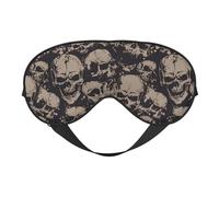 Máscara de ojos reversible con gráficos retro de calavera de doble cara, máscara opaca ajustable suave para dormir o dormir