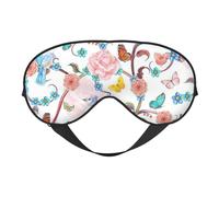 Máscara de ojos romántica y elegante con estampado de pájaros y mariposas, cómoda sombra de ojos para dormir por la noche, siestas en casa o viajes