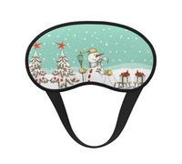 Máscara de ojos Skiing Snowman Printed Sleep con borde negro, con buen efecto de sombreado, es una opción ideal para viajes, meditación, etc