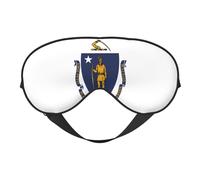 Máscara de ojos suave con diseño de bandera del estado de Massachusetts, cómoda, ajustable, funda opaca, reversible, descanso nocturno