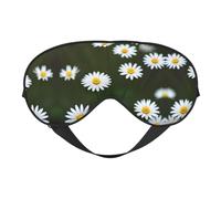 Máscara de ojos suave con diseño de margarita blanca salvaje, cómoda, ajustable, funda opaca, reversible, descanso nocturno
