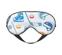 Máscara de ojos suave con estampado creativo de elementos de hockey de seda, cómoda máscara de ojos ajustable para dormir
