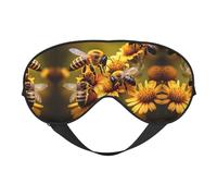 Máscara de ojos suave con estampado de abejas rurales para mujeres y hombres, cómoda con correa ajustable para viajes, yoga, siesta, trabajo