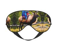 Máscara de ojos suave con estampado de alce y oso de ciervo, para dormir, para viajes, oficina, yoga, siesta