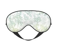 Máscara de ojos suave con estampado de algas marinas y azules verdes, ayuda al sueño, transpirable, opaca, viajes, siesta, yoga, meditación