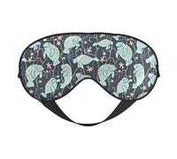 Máscara de ojos suave con estampado de animales de manatí, sombra nocturna elástica, vendas a prueba de luz para avión, yoga, viajes