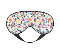 Máscara de ojos suave con estampado de animales otomí mexicanos, funda reversible para viajes, correa ajustable opaca para dormir