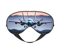 Máscara de ojos suave con estampado de avión con mosca, bloqueo de luz, siesta, uso nocturno, viajes, camping, meditación, yoga