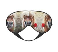 Máscara de ojos suave con estampado de caballo y rosa, sombra nocturna elástica, vendas a prueba de luz para avión, yoga, viajes