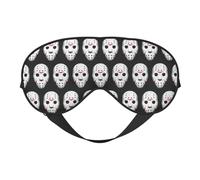 Máscara de ojos suave con estampado de calavera de terror, funda reversible para viajes, correa ajustable, opaca, sueño