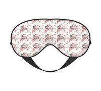 Máscara de ojos suave con estampado de cerezo japonés, funda reversible para viajes, correa ajustable, opaca, sueño