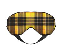 Máscara de ojos suave con estampado de cuadros amarillos, grises y negros, funda reversible para viajes, correa ajustable, oscurecimiento y sueño