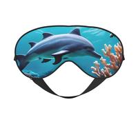 Máscara de ojos suave con estampado de delfines del mundo submarino con estampado de coral, bloqueo de luz beneficioso, siesta, uso nocturno, viajes, camping, meditación, yoga