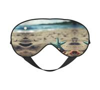 Máscara de ojos suave con estampado de estrella de mar en la arena, máscara de ojos para dormir, máscara opaca, adecuada para viajes, oficina, yoga, siesta