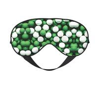 Máscara de ojos suave con estampado de fútbol blanco y verde para mujeres y hombres, cómoda con correa ajustable para viajes, yoga, siesta, trabajo
