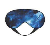 Máscara de ojos suave con estampado de galaxia azul con correa ajustable para dormir para dormir en avión