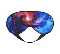 Máscara de ojos suave con estampado de galaxia roja y azul con correa ajustable para dormir para dormir en avión
