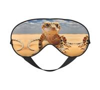 Máscara de ojos suave con estampado de geco de leopardo arena, cubierta suave de doble cara para dormir, viajes, yoga, correa ajustable, bloquea la luz