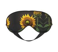 Máscara de ojos suave con estampado de girasoles en las malas hierbas para mujeres y hombres, cómoda con correa ajustable para viajes, yoga, siesta, trabajo
