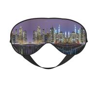 Máscara de ojos suave con estampado de la ciudad de Nueva York, cubierta reversible para viajes, correa ajustable, opaca, sueño
