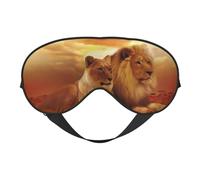 Máscara de ojos suave con estampado de león africano y leona, sombra nocturna elástica, vendas a prueba de luz para avión, yoga, viajes