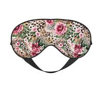 Máscara de ojos suave con estampado de leopardo y tigre animal, funda suave de doble cara para dormir, viajes, yoga, correa ajustable, bloquea la luz