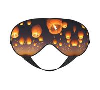 Máscara de ojos suave con estampado de linternas voladoras chinas, sombra nocturna elástica, vendas a prueba de luz para avión, yoga, viajes