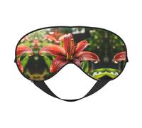 Máscara de ojos suave con estampado de lirios florecientes, máscara de ojos para dormir, máscara opaca, adecuada para viajes, oficina, yoga, siesta