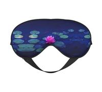Máscara de ojos suave con estampado de loto rosa brillante, cubierta suave de doble cara para dormir, viajes, yoga, correa ajustable, bloquea la luz