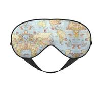 Máscara de ojos suave con estampado de mapa del mundo, sombra nocturna elástica, vendas a prueba de luz para avión, yoga, viajes
