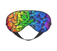 Máscara de ojos suave con estampado de mariposa colorida para mujeres y hombres, cómoda con correa ajustable para viajes, yoga, siesta y trabajo
