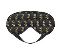 Máscara de ojos suave con estampado de mariposas blancas y doradas, funda reversible para viajes, correa ajustable, opaca, sueño