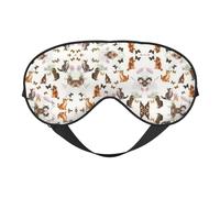 Máscara de ojos suave con estampado de mariposas de gatito, funda reversible para viajes, correa ajustable, oscurecimiento y sueño