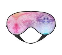 Máscara de ojos suave con estampado de mármol colorido, color pastel, rosa, azul, morado, funda reversible para viajes, correa ajustable opaca para dormir