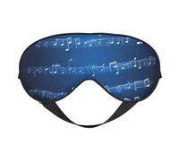 Máscara de ojos suave con estampado de notas musicales azules, ligera, transpirable, opaca, para viajes, siesta, yoga, meditación