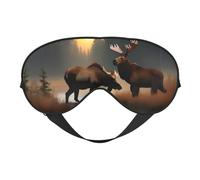 Máscara de ojos suave con estampado de oso de ciervo y alce, bloqueo de luz beneficiosa, siesta, uso nocturno, viajes, camping, meditación y yoga