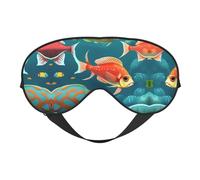Máscara de ojos suave con estampado de peces submarinos del océano, sueño cómodo, sombra nocturna elástica, cubreojos para viajes, meditación