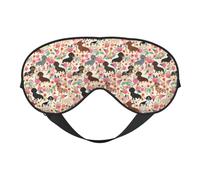 Máscara de ojos suave con estampado de perro salchicha, cubierta reversible para viajes, correa ajustable, oscurecimiento y sueño