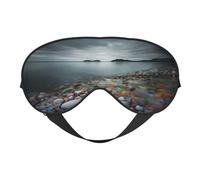 Máscara de ojos suave con estampado de piedra de playa, sombra nocturna elástica, vendas a prueba de luz para avión, yoga, viajes