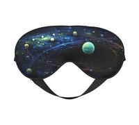 Máscara de ojos suave con estampado de planetas del espacio exterior, sombra nocturna elástica, vendas a prueba de luz para avión, yoga, viajes, cubre los ojos completos