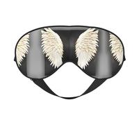 Máscara de ojos suave con estampado de plumas de ángel, cubierta suave de doble cara para dormir, viajes, yoga, correa ajustable, bloquea la luz