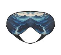 Máscara de ojos suave con estampado de Rocky Mountain, cubierta reversible para viajes, correa ajustable, opaca, sueño