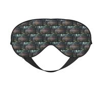 Máscara de ojos suave con estampado de terror de Halloween, funda reversible para viajes, correa ajustable, opaca, sueño
