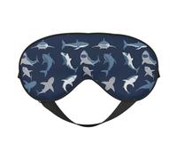 Máscara de ojos suave con estampado de tiburón de dibujos animados, funda reversible para viajes, correa ajustable, oscurecimiento y sueño
