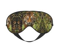 Máscara de ojos suave con estampado de tigre en la selva, sombra nocturna elástica, vendas a prueba de luz para avión, yoga, viajes