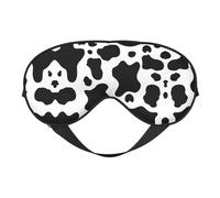 Máscara de ojos suave con estampado de vaca en blanco y negro, funda reversible para viajes, correa ajustable opaca para dormir