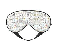Máscara de ojos suave con estampado de zorro de conejo animal para mujeres y hombres, cómoda con correa ajustable para viajes, yoga, siesta, trabajo