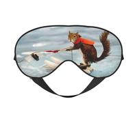 Máscara de ojos suave con estampado de zorro y ardilla para esquí acuático, sombra nocturna elástica, vendas a prueba de luz para avión, yoga, viajes